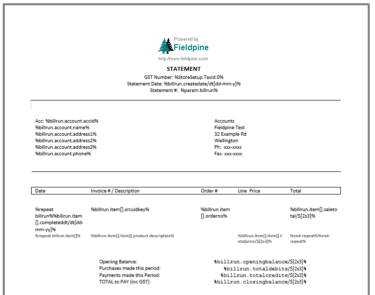 Example Statement Template